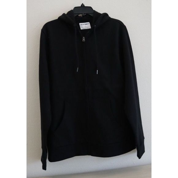 Old Navy 207128-01 Men's Sz L Blackjack Black Classic Front Zip Hoodie Jacket - Picture 1 of 8